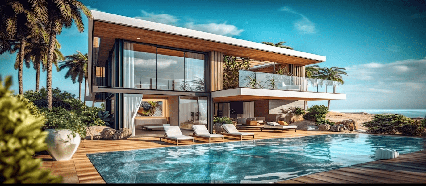 Lakefront villa living
